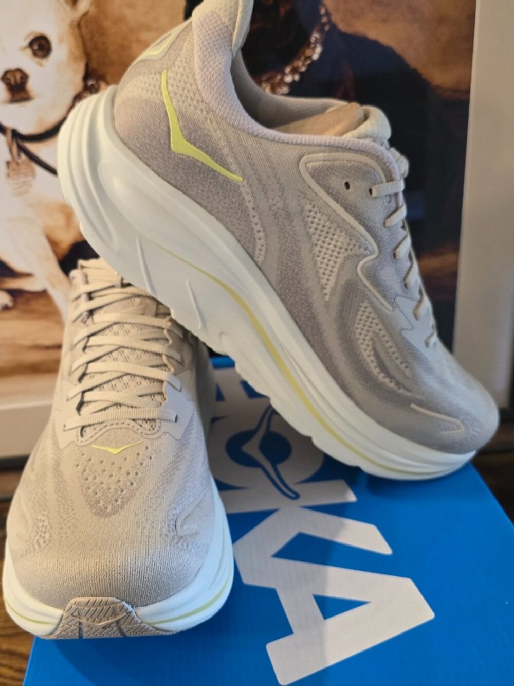 Hoka One One Clifton 10 Shoes 2E Wide Beige / Linen 1162032-RNN Men's 11 NEW